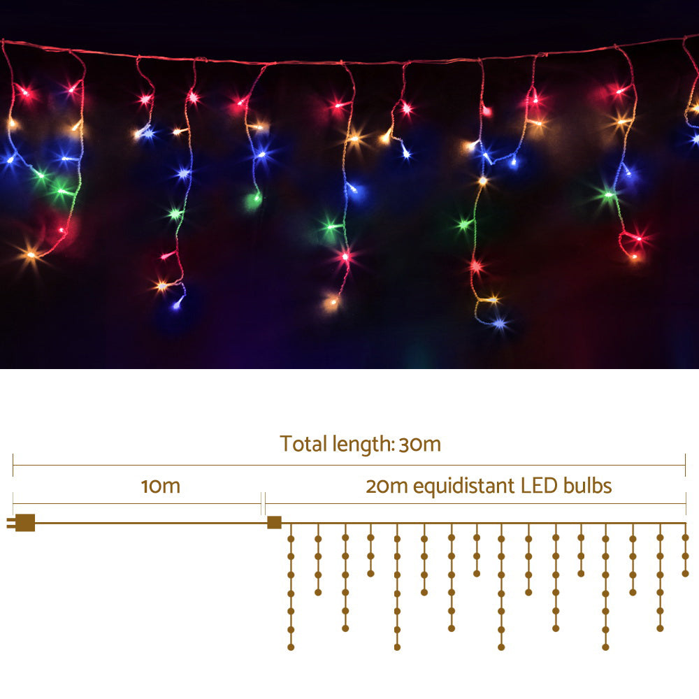 Jingle Jollys 800 LED Christmas Icicle Lights Mutlicolour Occasions > Lights   