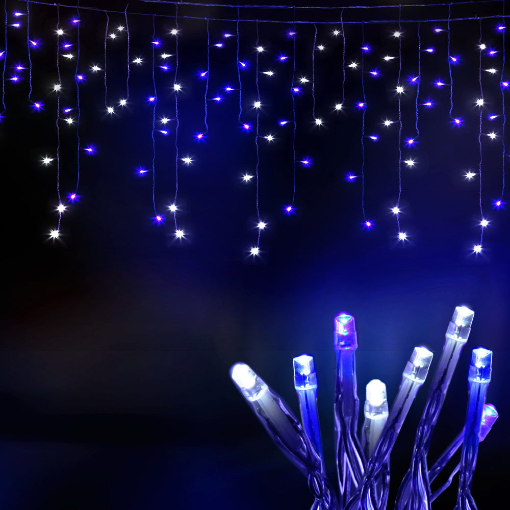 Jingle Jollys 800 LED Christmas Icicle Lights White and Blue Occasions > Lights   