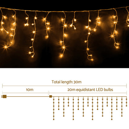 Jingle Jollys 800 LED Christmas Icicle Lights Warm White Occasions > Lights   