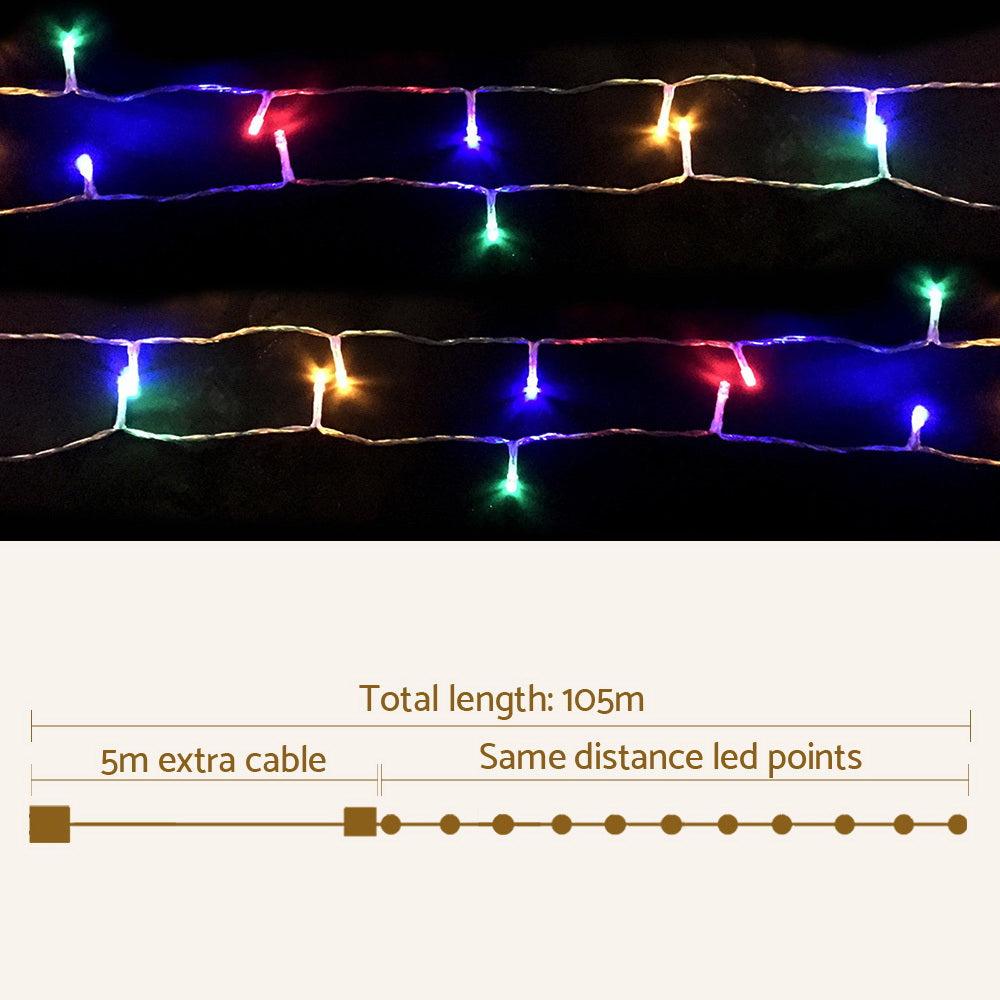 Jingle Jollys 100M Christmas String Lights 500LED Multi Colour Occasions > Lights   