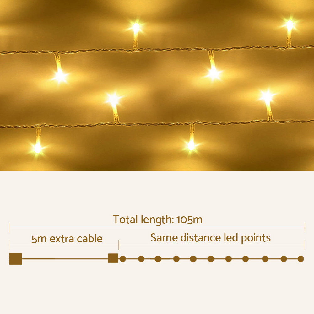 Jingle Jollys 100M 500 LED Christmas String Lights Warm White Occasions > Lights   
