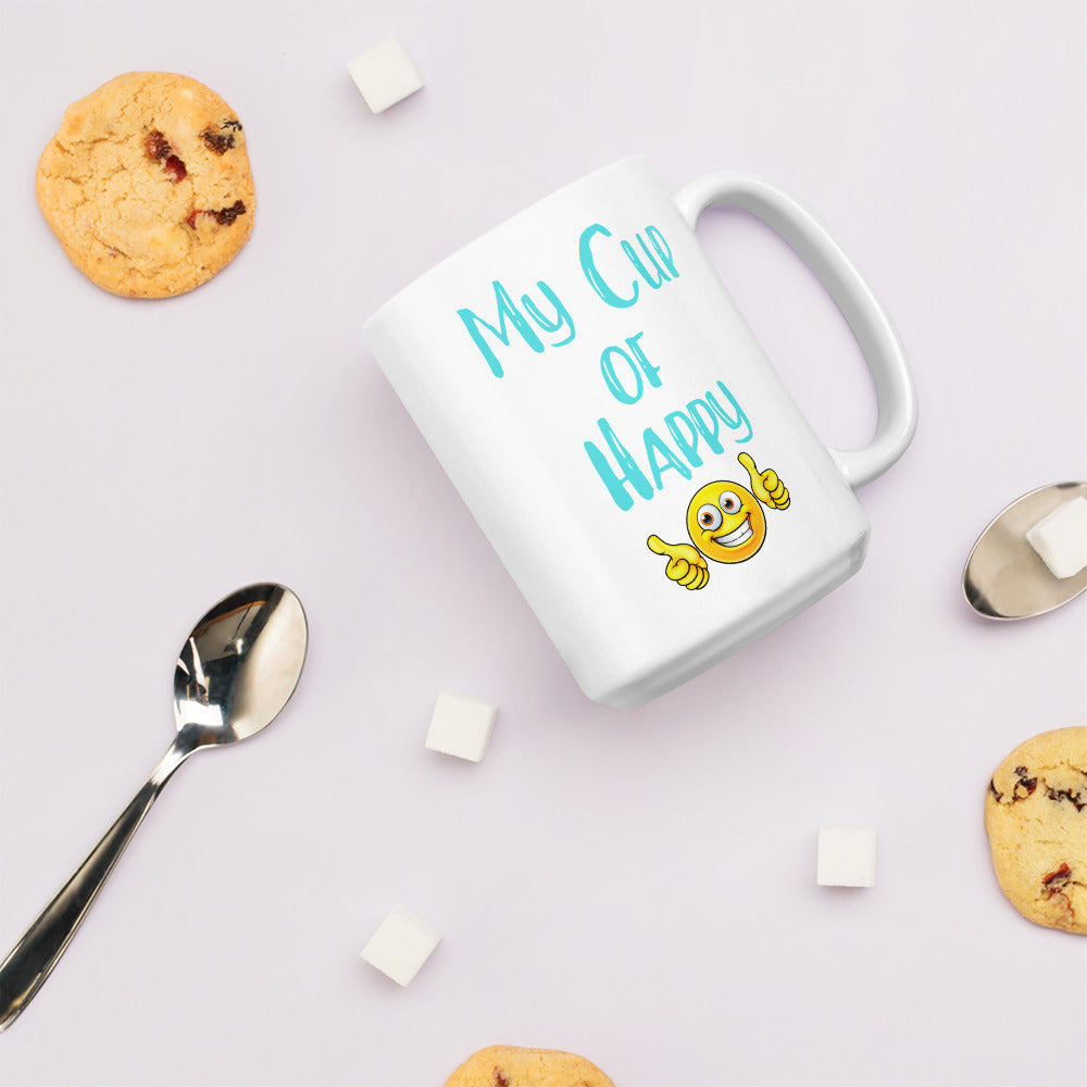 White Printed Ceramic Mug - My Cup of Happy