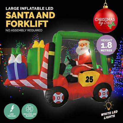 Christmas By Sas 2.4 x 1.8m Santa & Forklift Built-In Blower LED Lighting