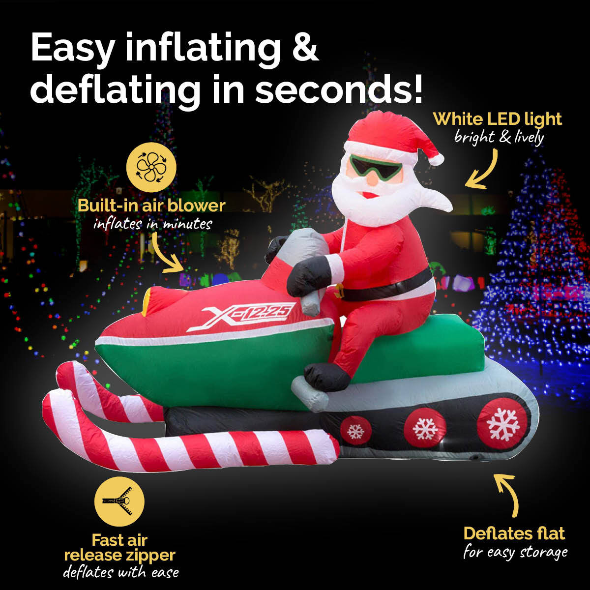 Christmas By Sas 3.65m Santa & Jet Ski Built-In Blower Bright LED Lighting