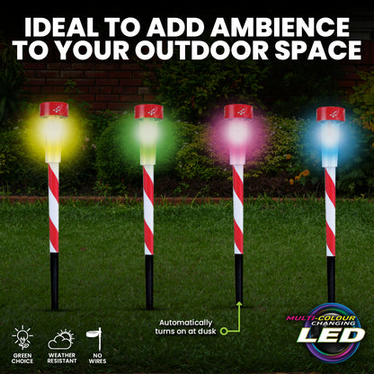 Christmas By Sas 24PCE Solar Stakes Red & White Striped Colour Changing 36cm