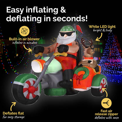 Christmas By Sas 1.8m Santa Reindeer & Trike Built-In Blower LED Lighting