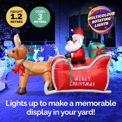 Christmas By Sas 1.2m LED Self Inflatable Santa Sleigh & Rudolph