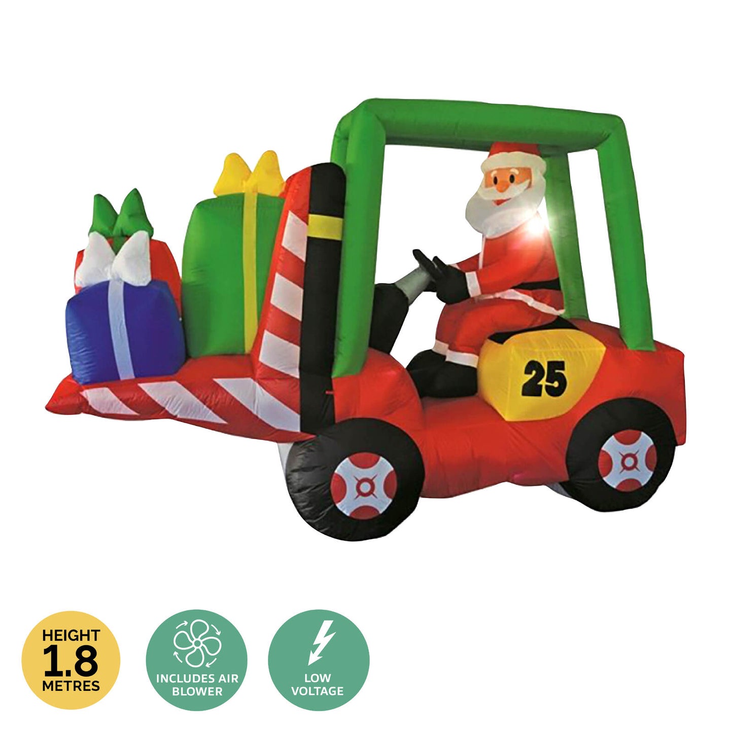 Christmas By Sas 2.4 x 1.8m Santa & Forklift Built-In Blower LED Lighting