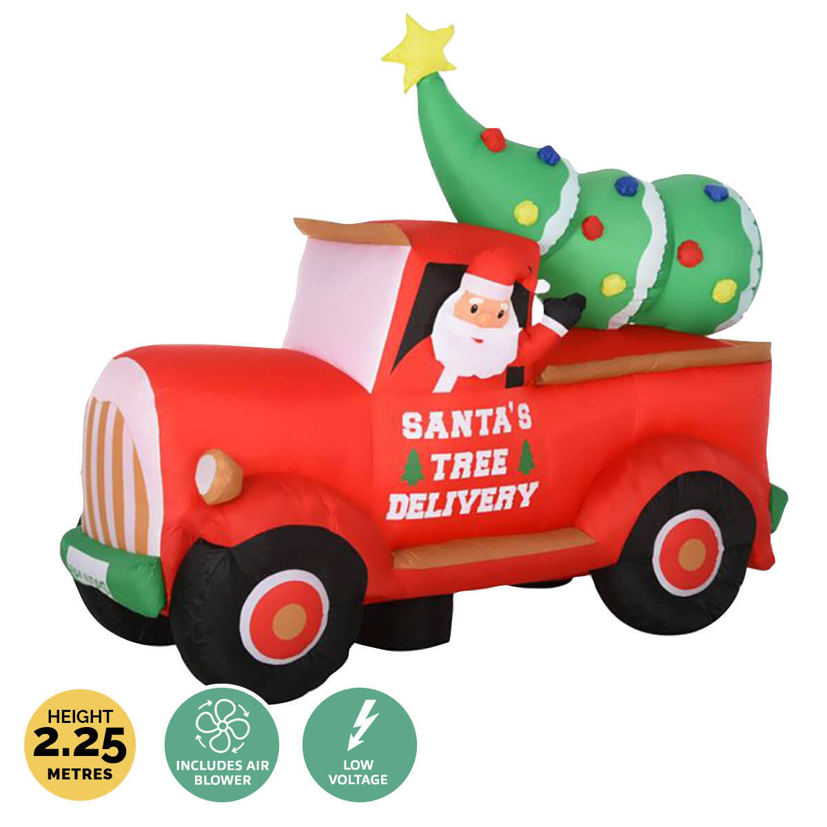 Christmas By Sas 2.25m Santa Ute & Tree Built-In Blower Bright LED Lighting