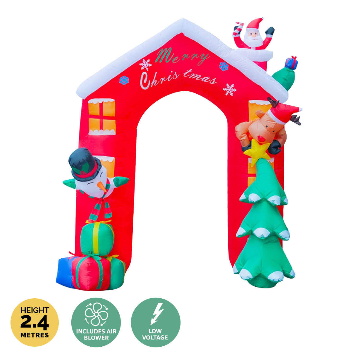 Christmas By Sas 2.4 x 2.09m Christmas Arch Self Inflating Bright LED Lights