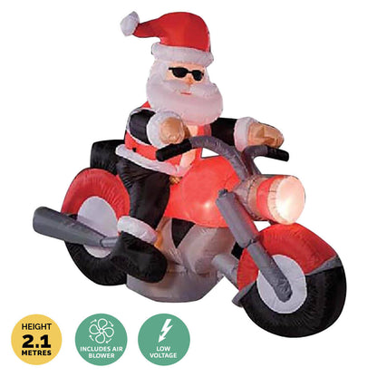 Christmas By Sas 1.6m Santa & Motorbike Built-In Blower Bright LED Lighting